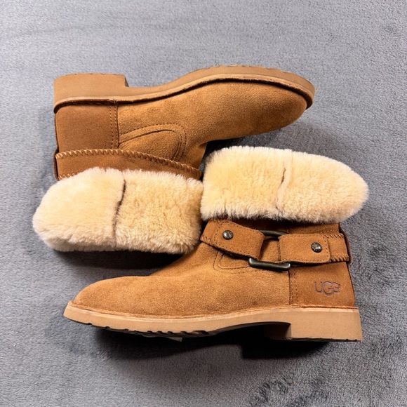 UGG Shoes - UGG Australia Cedric Chestnut Boots with Shearling Cuff and Buckle